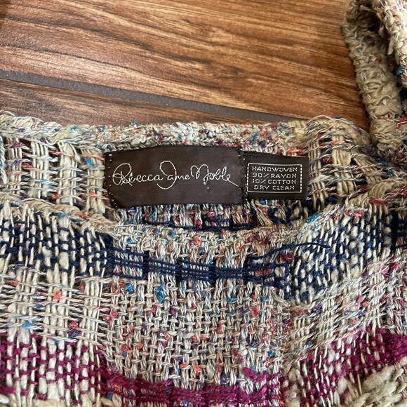 Rebecca Jane Noble Med* Wearable Art Hand Woven Short Sleeve Top Unique Artist - Picture 6 of 6